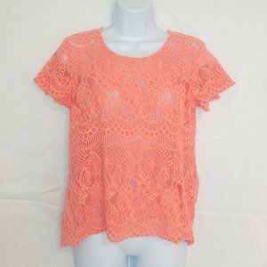 Maurices Lace Overlay Short Sleeve Top